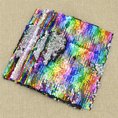 29x21cm A4 Rainbow Reversible Sequin Fabric For Cushion Clothes Bag DIY Craft • $2.99