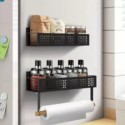 Magnetic Spice Rack Magnetic Shelf With Paper Towel Holder 2 Pack Kitchen Refri • $21.50