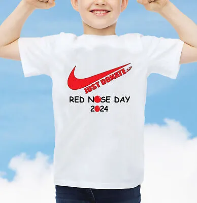 Red Nose Day 2024 T-Shirt Just Donate Kids Unisex Family RND Charity Top Tee • £7.99