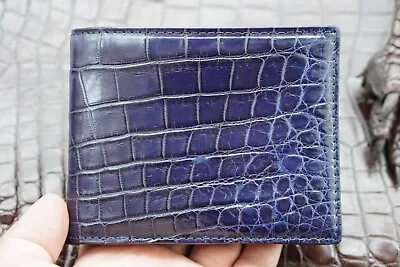 Luxury Real Crocodile Alligator Skin Leather Men's Bifold Wallet Blue #S60 • $54