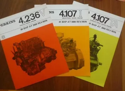 3 1968 Perkins Diesel Engine Brochures Original In English 4.236V 4.107TA 4.107I • $10