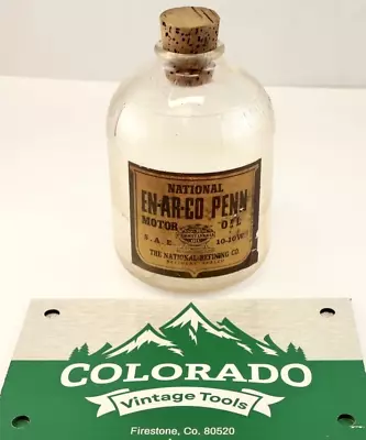 1 Qt. National EN-AR-CO PENN Glass Motor Oil Bottle W Cork Stopper / Refining Co • $99.99