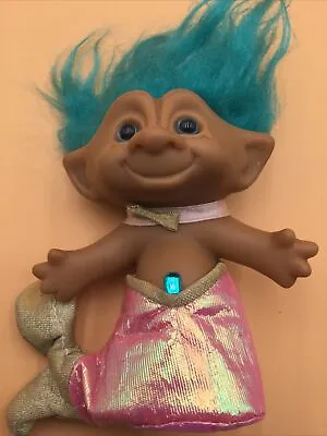 Vintage Troll Light Blue Hair And Jewel Mermaid Troll Ace Nolvelty Co • $24