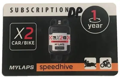 MYLAPS X2 1yr. Renewal Card For Direct Power Car/Bike Transponder Or Regular • $107.79