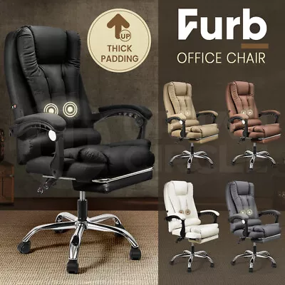 Furb Massage Office Chair Executive Gaming Computer Thick PU Leather Footrest • $95.95