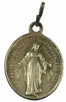 Vintage Catholic Miraculous Mary  Gold  Tone Religious Medal France • $14.99