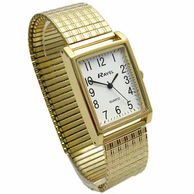 Gents Easy To Read Rectangular Expanding Watch Model R0220.01.1 By Ravel • £10.76