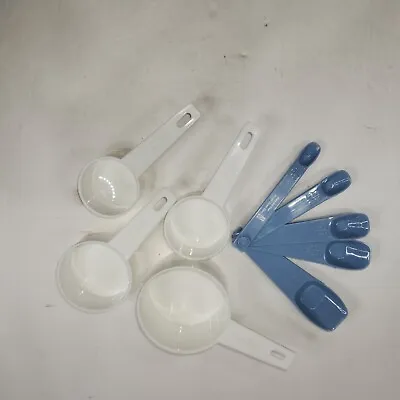 $11 • Buy Lot VTG Set Of 4  White Plastic MEASURING CUPS And Promo  MEASURING SPOONS