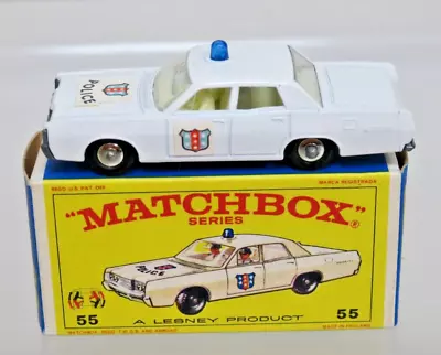 VINTAGE MATCHBOX LESNEY No.55d MERCURY POLICE CAR IN ORIGINAL BOX 1968 • $71.99