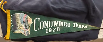 Vintage Conowingo Dam Susquehanna Maryland Pennant Banner Indian Chief 26  • $64.95