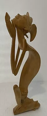 Vintage Wood  Scandinavian Style  Abstract Tribal Art  Sculpture Handcrafted 12” • $49