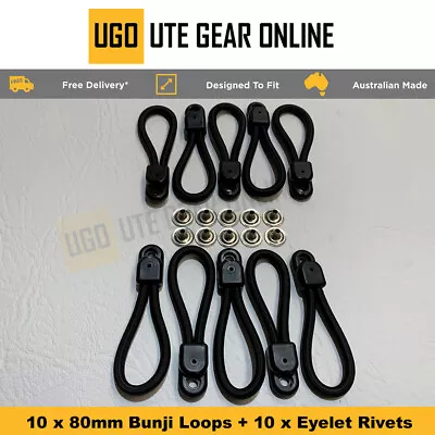 $15.95 • Buy Bunji Tonneau Loops (80mm) - 10 Pack - Bungee Loops For Ute/Marine Application