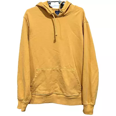 J. Crew Hoodie Mens Large Yellow Hooded Fleece Sweatshirt Pockets Cotton STAINS • $14.88