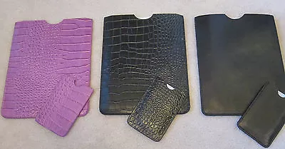 JW London IPad & IPod Case Sleeve Leather 3 CHOICES COLOR Black Purple Moc Croc • $99.99