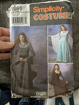 Simplicity 9891 Misses' Medieval-camelot Dress Costume Sewing Pattern Sz 14-20 • £9.95