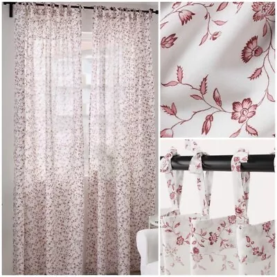 Ikea Hassleklocka Tie Top Floral Botanical Curtains 145 X 300 Cm - Brand New • £27.95