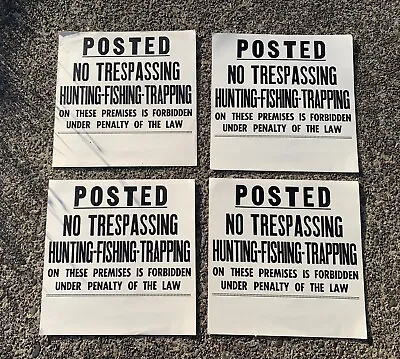 Lot Of 4 Vintage No Hunting Fishing Trapping Posted Signs NOS Found In NYC • $19.99