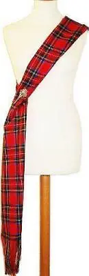 Traditional Royal Stewart Tartan 100% Wool Full Sash - Made In Scotland • £34.95