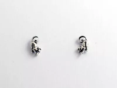 Sterling Silver And Surgical Steel Small Monkey Stud Earrings-Monkeys Animal • $15