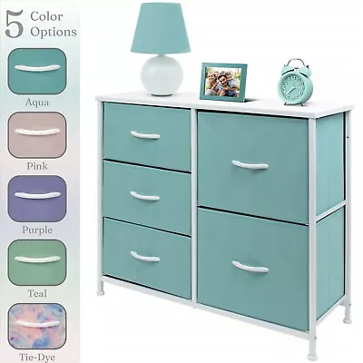 Nightstand Chest 5 Drawers Bedside Dresser Furniture For Bedroom Office Organize • $59.99