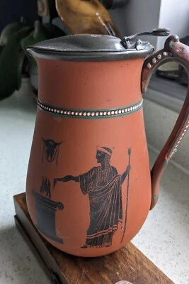 Victorian WH Goss English Terracotta Neoclassical Greek Roman Silhouette Jug • £22.50