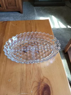 Fostoria American Large 3 Part Divided Relish Dish 10 1/4 X 7 Redbook # 162  • $8.50