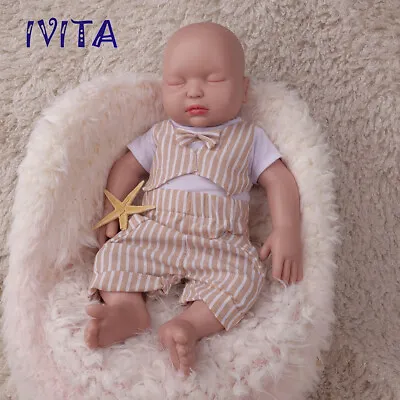 15in Asleep Silicone Reborn Baby BOY Sleeping Handmade Silicone Newborn Doll • $79