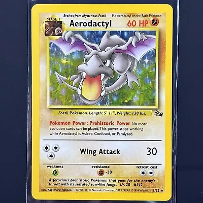 Aerodactyl 1/62 Fossil Set Unlimited Holo Rare Pokemon Card Wotc Vintage Dent • $14.99