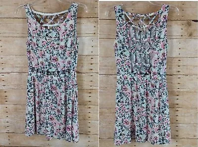 Divided By H&M Floral Dress Size 4 Short Open Strappy Back Sundress White /Multi • $9.98