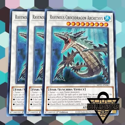 Yu-Gi-Oh! TCG 3x Ravenous Crocodragon Archethys MP21-EN067 X3 Common YUGIOH! NM • $1.75