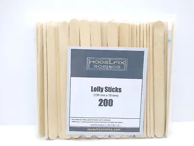 Modelfix Scenics 200 Long Wooden Lolly Sticks 150mm X 10mm For Model Making • £11.79