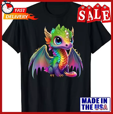 Colorful Green Purple Baby Dragon Cute Pretty Birthday T-Shirt Size S-5XL • $11.50