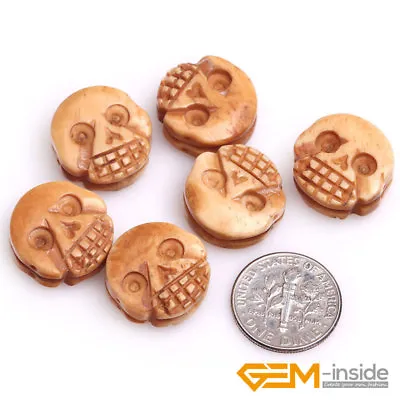 17mm Coin Buffalo Animal Bone Carved Cabochon Beads For Jewelry Making 12 Pcs YB • $9.77