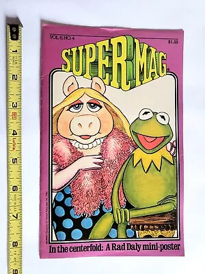 VINTAGE 80s SUPERMAG ISSUE # VOL 6 NO 4 THE MUPPETS KERMIT RAD DALY POSTER 1981 • $10