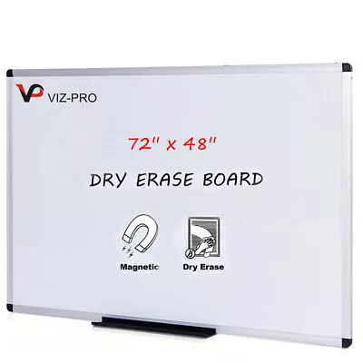 VIZ-PRO Magnetic Whiteboard 6' X 4' Dry Erase Board Silver Aluminium Frame • $323.91