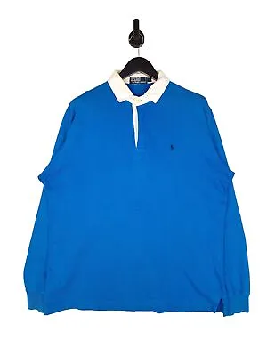 Polo Ralph Lauren Rugby Shirt Size XL Men's Long Sleeve Blue Relaxed Fit Cotton • £37.99