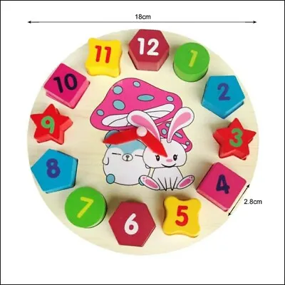 £4.90 • Buy Montrssori Educational Toys Wooden Toys Early Learning Wooden Clock