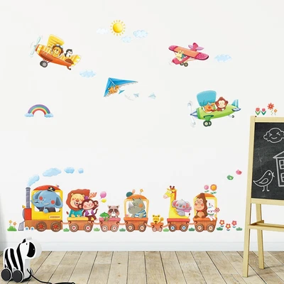 £17.99 • Buy Decowall Animal Train Airplane Kids Removable Wall Stickers Decal DAT-1406A1506B