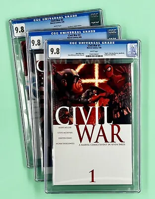 (Lot Of 3) Marvel's Civil War #1 #2 #3 (CGC 9.8) WP 2006 Older CGC Cases • $100