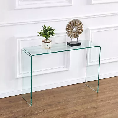 Clear Glass Console Table Waterfall Design Entryway Table Home Office Furniture • $329