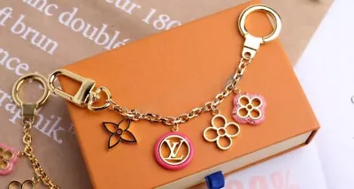 HANDMADE Louis Vuitton Keychain Porte Cles Color Line LV Pink Gold  Bag Charm • $100