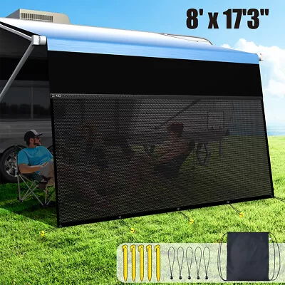 RV Awning Sun Shade Privacy Screen W/Zipper For Camper Trailer 8' X 17'3''FT • $75.95