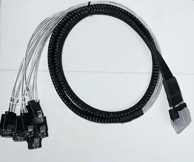 High Quality Internal SlimSAS SFF-8654 To 8 X SATA Breakout Forward Cable 1M NEW • $17.99