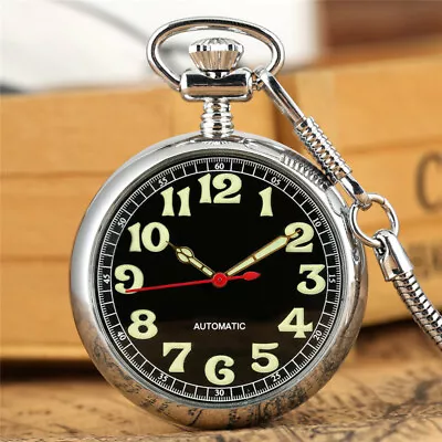 Retro Pocket Watch Luminous Arabic Numerals Open Face Mechanical Hand Winding • $18.20