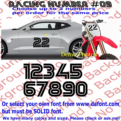 Retro Sci-Fi Racing Numbers Vinyl Decal For Car Door Dirt Bike Plate Number  #10 • $6.35