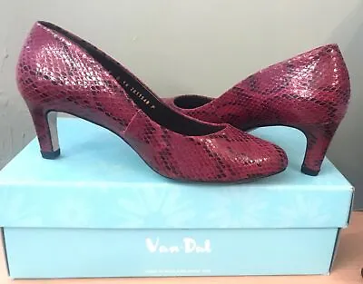 Van Dal Sassy Mulberry Patent Leather Heels Court Shoes Womens Uk 4 E Snake Lowe • £12