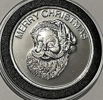 Merry Christmas Santa Holiday Collectible Coin 1 Troy Oz .999 Fine Silver Round • $55