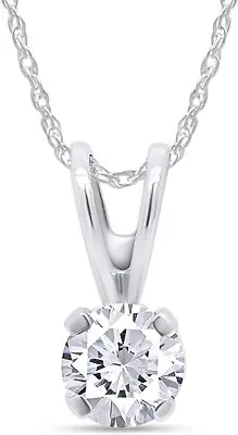 2/7ct Lab Created Moissanite Solitaire Necklace 14K White Gold 18  Silver Chain • $329.15