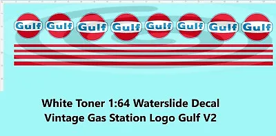 White Toner 1:64 Waterslide Decal Vintage Gas Station Logo Gulf V2 • $5.35