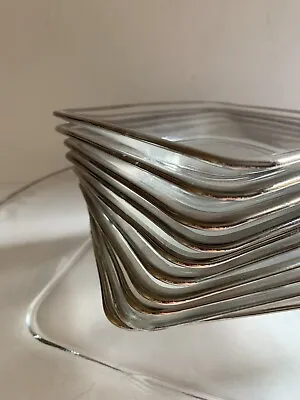 11 Pc Appetizer Plate Set Silver Overlay Square Clear Glass Mid Century Modern • $48